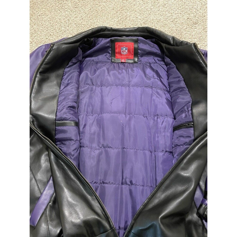 G-III Apparel NFL Baltimore Ravens PVC Faux Leather Bomber Jacket - Size Men's L - Picture 6 of 8